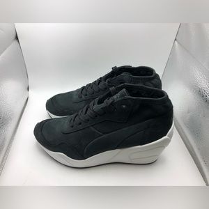 Puma black suede hidden wedge sneakers womens size 7